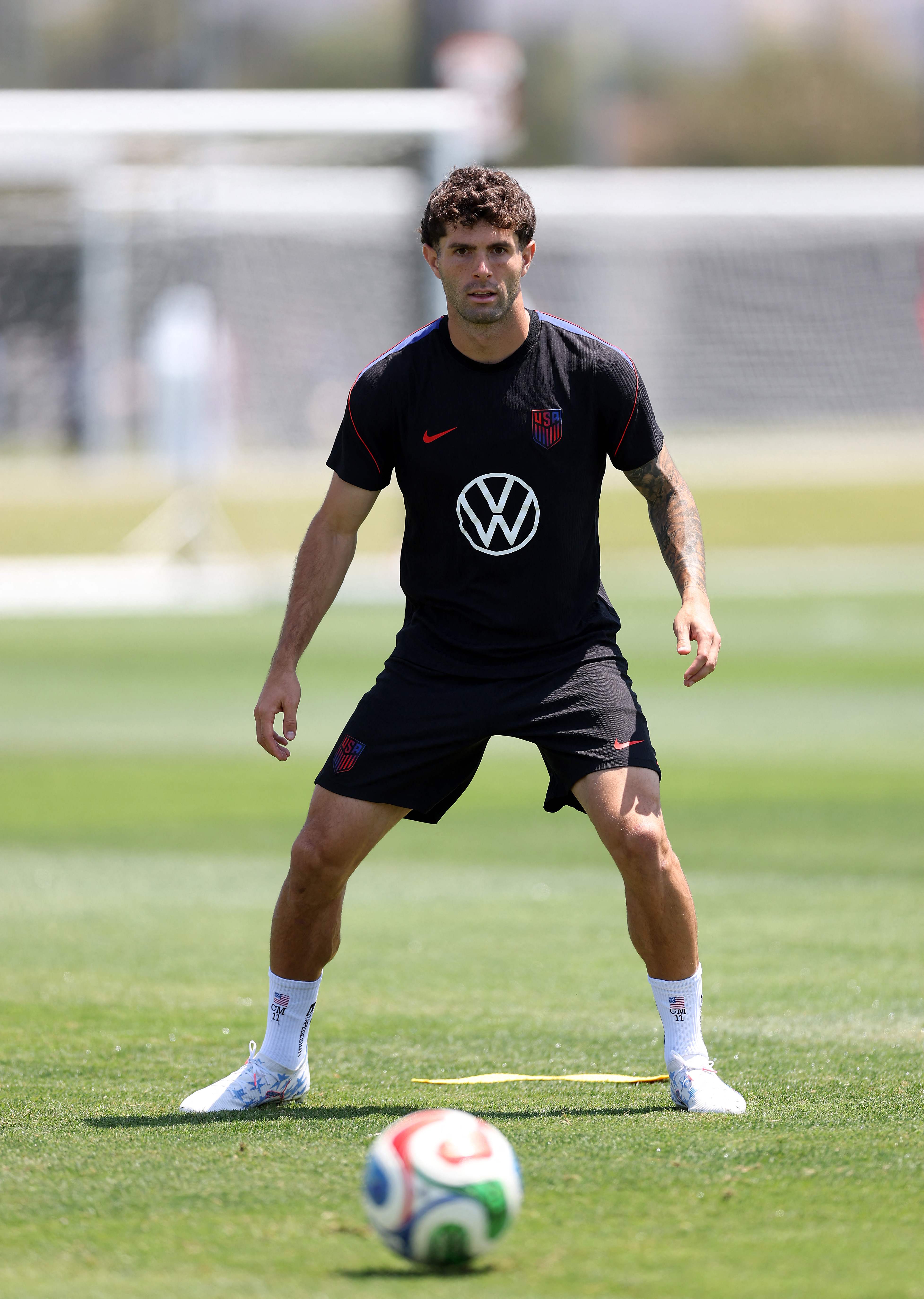 IRVINE, CALIFORNIA - JUNE 23: Christian Pulisic of the United States participates during a training session for the 2026 World Cup at Great Park Sports Complex on June 23, 2026 in Irvine, California.   Jamie Squire/Getty Images/AFP (Photo by JAMIE SQUIRE / GETTY IMAGES NORTH AMERICA / Getty Images via AFP)