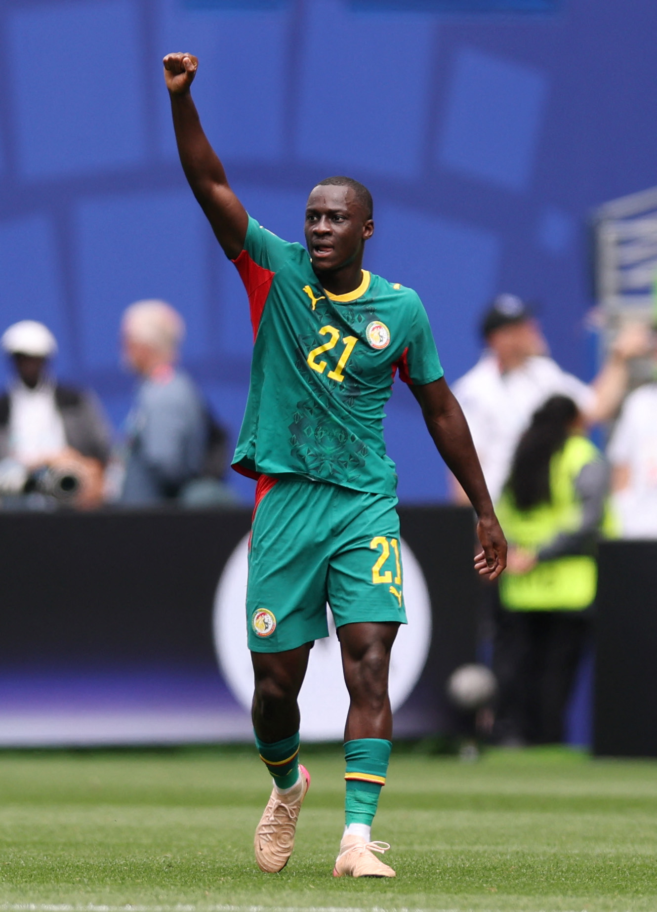 SEATTLE, WASHINGTON - JULY 01: Habib Diarra #21 of Senegal celebrates scoring his team's first goal during the FIFA World Cup 2026 Round Of 32 match between Belgium and Senegal at Seattle Stadium on July 01, 2026 in Seattle, Washington. Fran Santiago/Getty Images/AFP (Photo by Fran Santiago / GETTY IMAGES NORTH AMERICA / Getty Images via AFP)