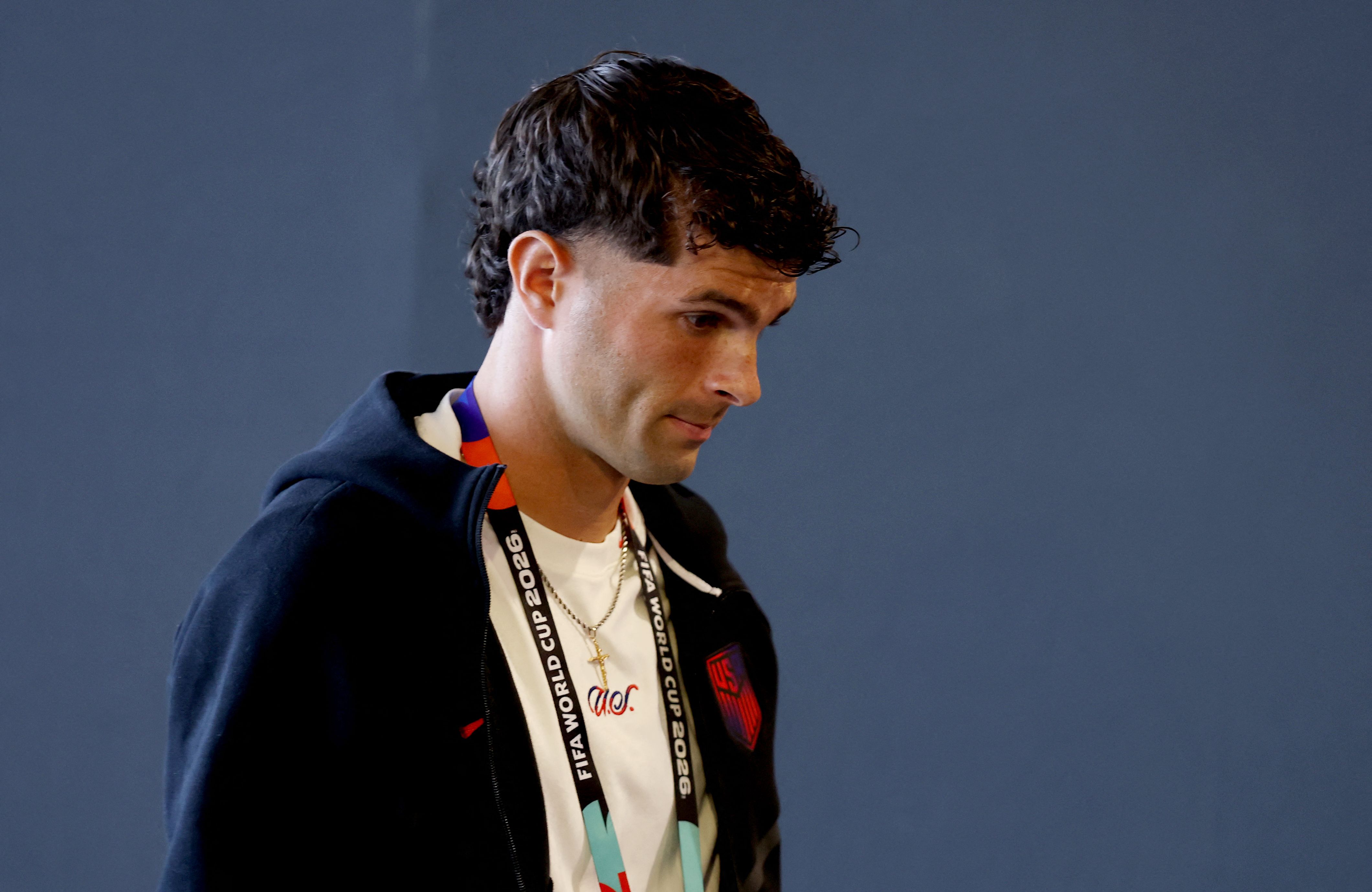 SANTA CLARA, CALIFORNIA - JULY 01: Christian Pulisic #10 of the United States arrives at the stadium before the FIFA World Cup 2026 Round Of 32 match between USA and Bosnia and Herzegovina at San Francisco Bay Area Stadium on July 01, 2026 in Santa Clara, California.   Jamie Squire/Getty Images/AFP (Photo by JAMIE SQUIRE / GETTY IMAGES NORTH AMERICA / Getty Images via AFP)