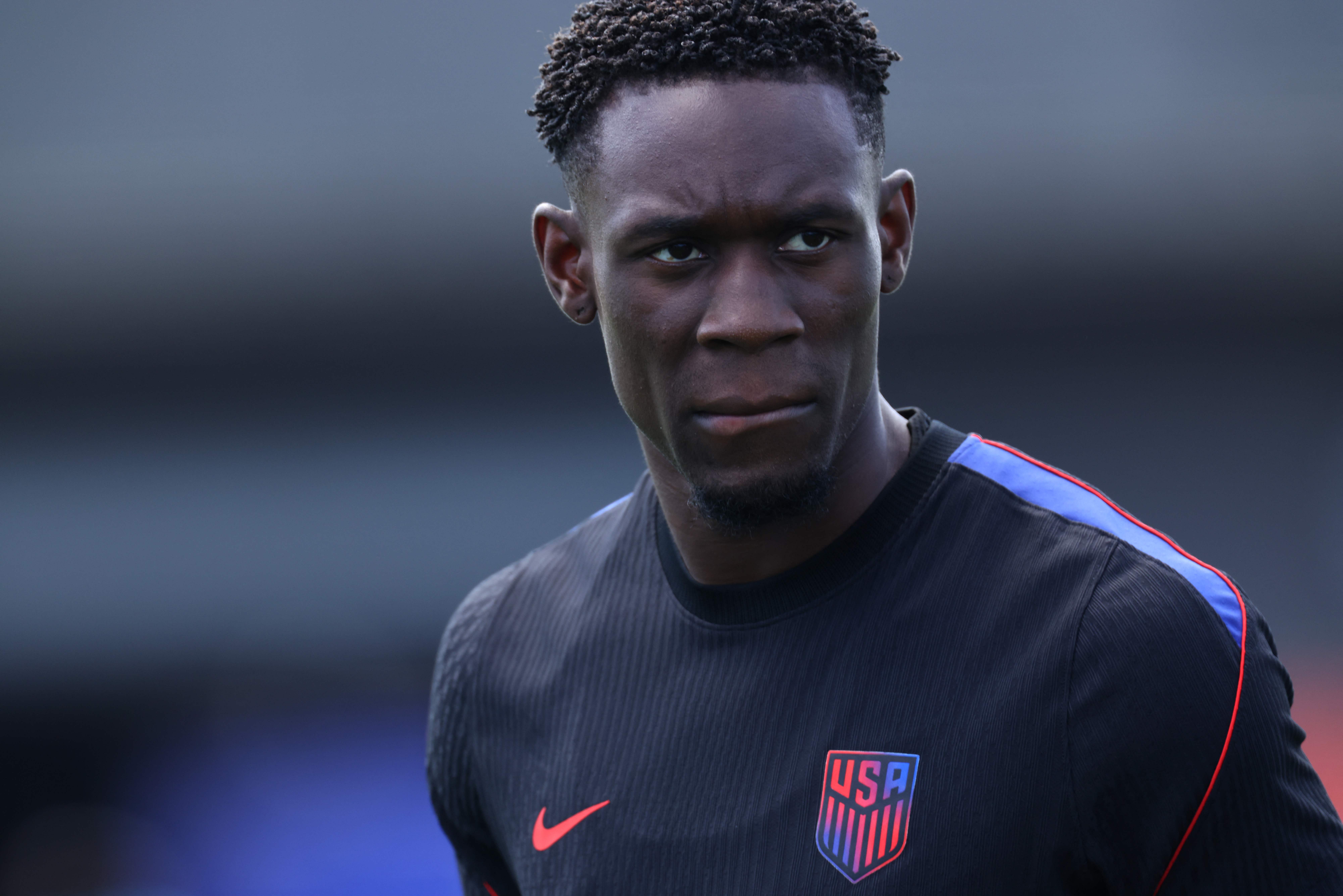 SEATTLE, WASHINGTON - JULY 05: Folarin Balogun #20 of the United States attends a training session ahead of the FIFA World Cup 2026 Round of 16 match at University of Washington on July 05, 2026 in Seattle, Washington.   Jamie Squire/Getty Images/AFP (Photo by JAMIE SQUIRE / GETTY IMAGES NORTH AMERICA / Getty Images via AFP)