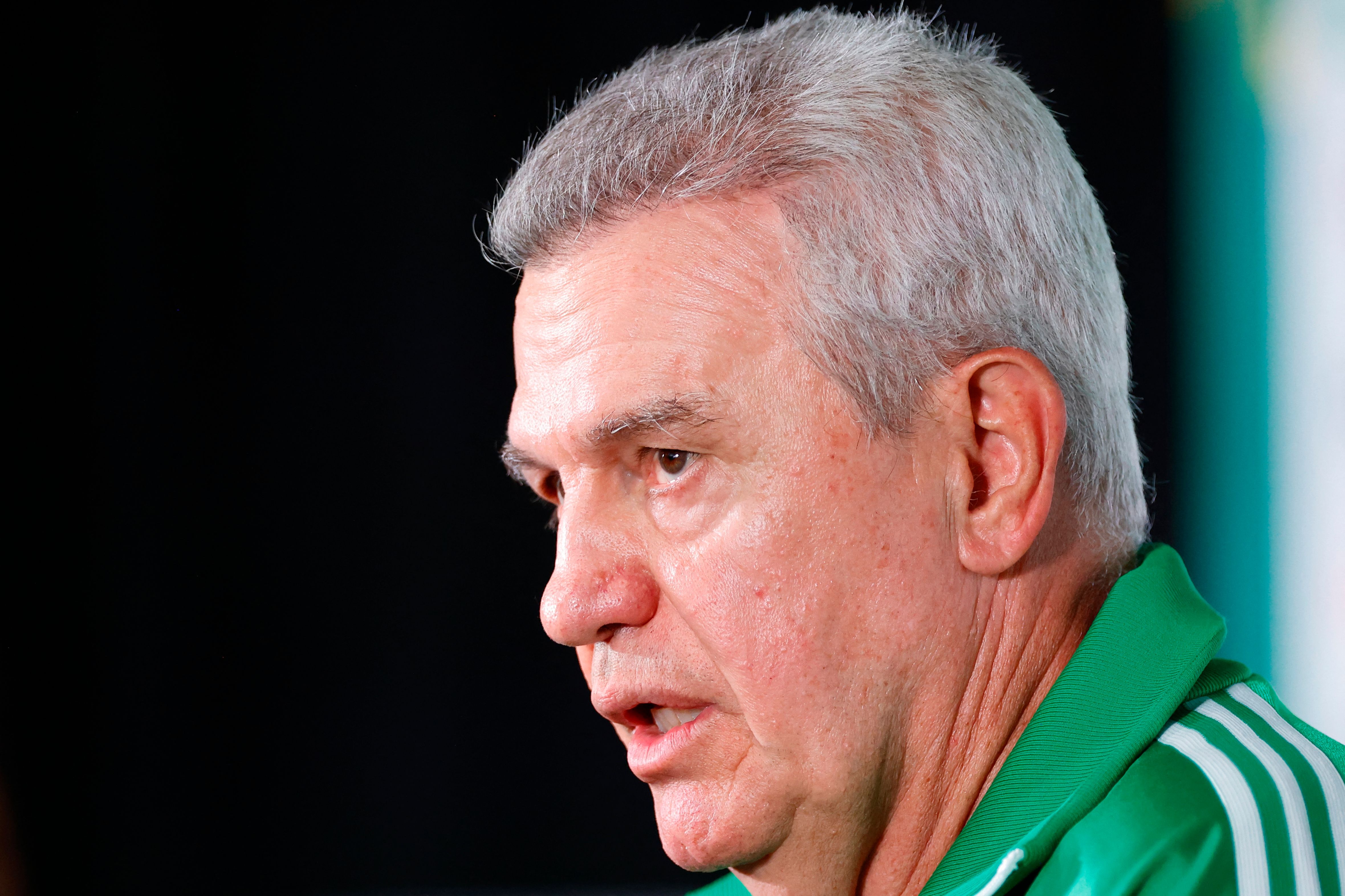 Mexico's head coach Javier Aguirre gives a press conference at the Mexico City Stadium in Mexico City on July 4, 2026, on the eve of the 2026 World Cup round of 16 football match between Mexico and England. (Photo by Rodrigo Oropeza / AFP)