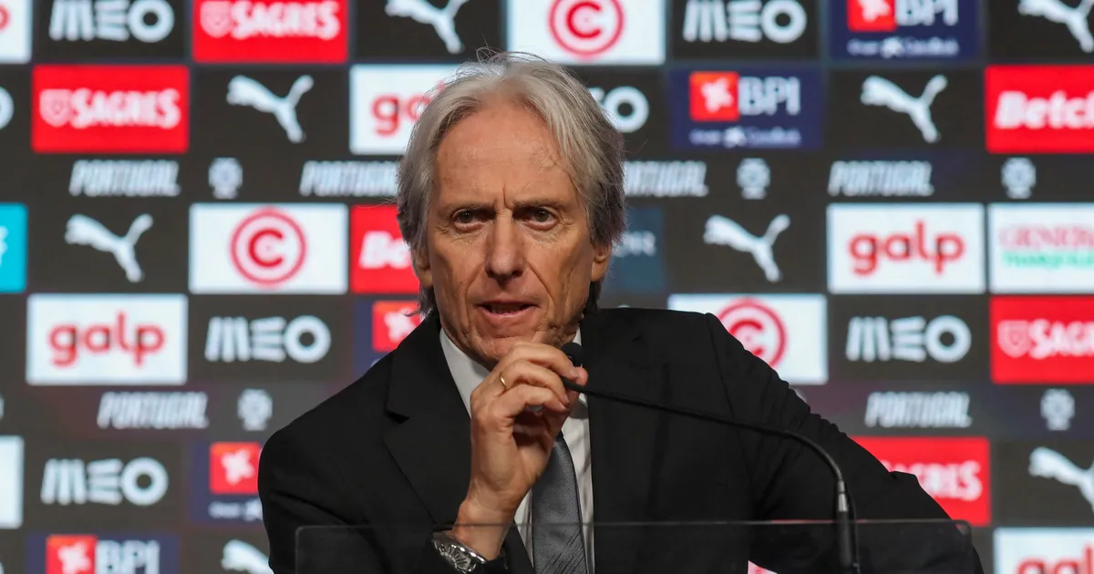 Newly appointed Portugal's national football team head coach Jorge Jesus attends his official presentation at the Portuguese Football Federation headquarters in Oeiras, on July 10, 2026. (Photo by PEDRO ROCHA / AFP)