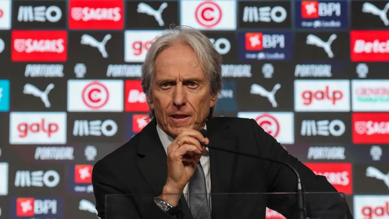 Newly appointed Portugal's national football team head coach Jorge Jesus attends his official presentation at the Portuguese Football Federation headquarters in Oeiras, on July 10, 2026. (Photo by PEDRO ROCHA / AFP)