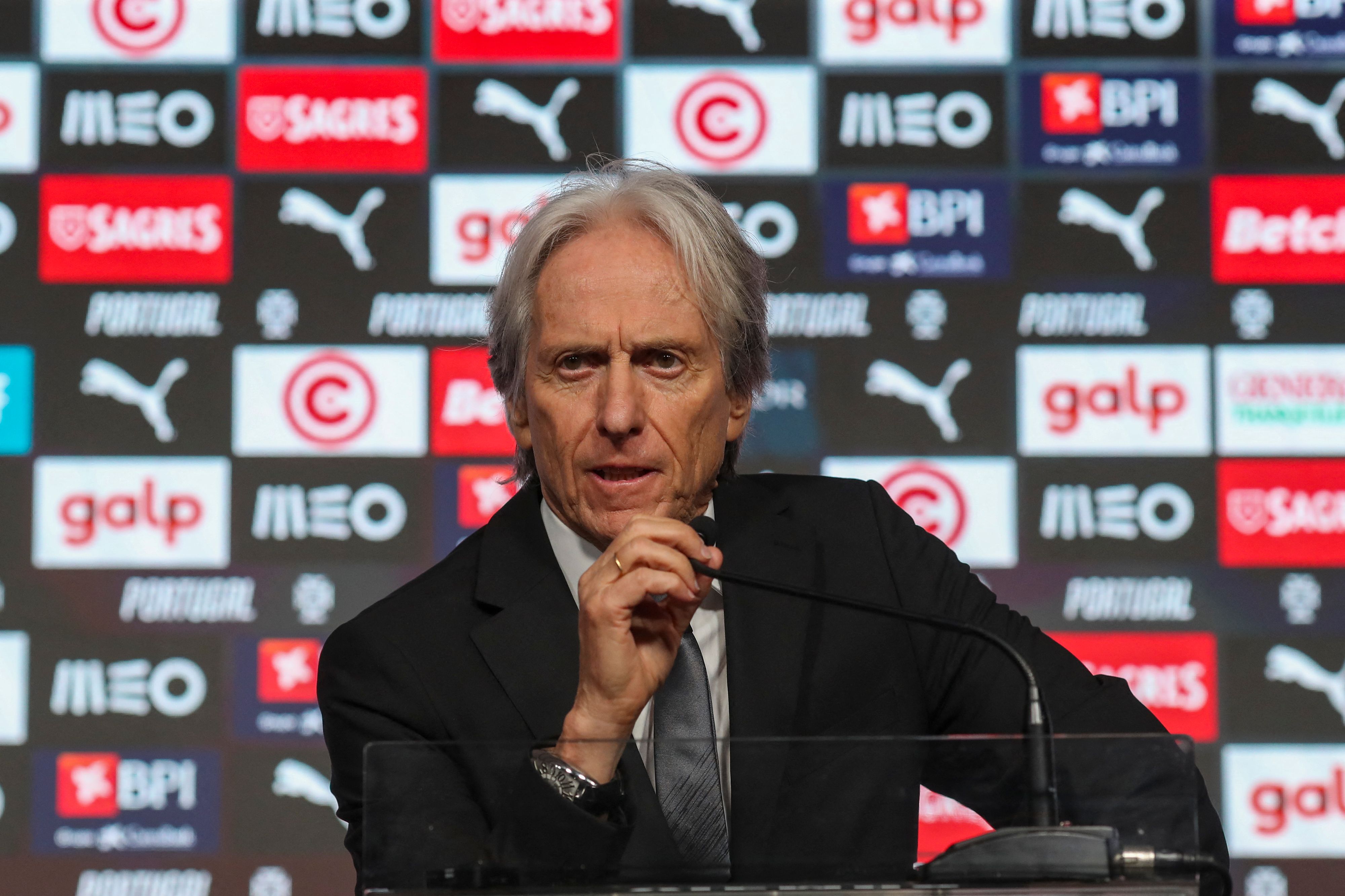 Newly appointed Portugal's national football team head coach Jorge Jesus attends his official presentation at the Portuguese Football Federation headquarters in Oeiras, on July 10, 2026. (Photo by PEDRO ROCHA / AFP)