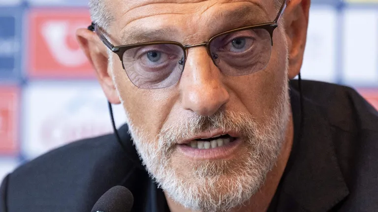 Former Croatian international defender Slaven Bilic speaks during a press conference after being appointed Croatia's national football team head coach, in Zagreb on July 13, 2026. Slaven Bilic who previously coached Croatia between 2006 and 2012, is replacing Zlatko Dalic who resigned after the country's World Cup exit. The 57-year-old, who also coached English clubs West Ham, West Bromwich Albion and Watford, was "unanimously appointed" as head coach, the Croatian Football Federation (HNS) said. (Photo by Marko PERKOV / AFP)