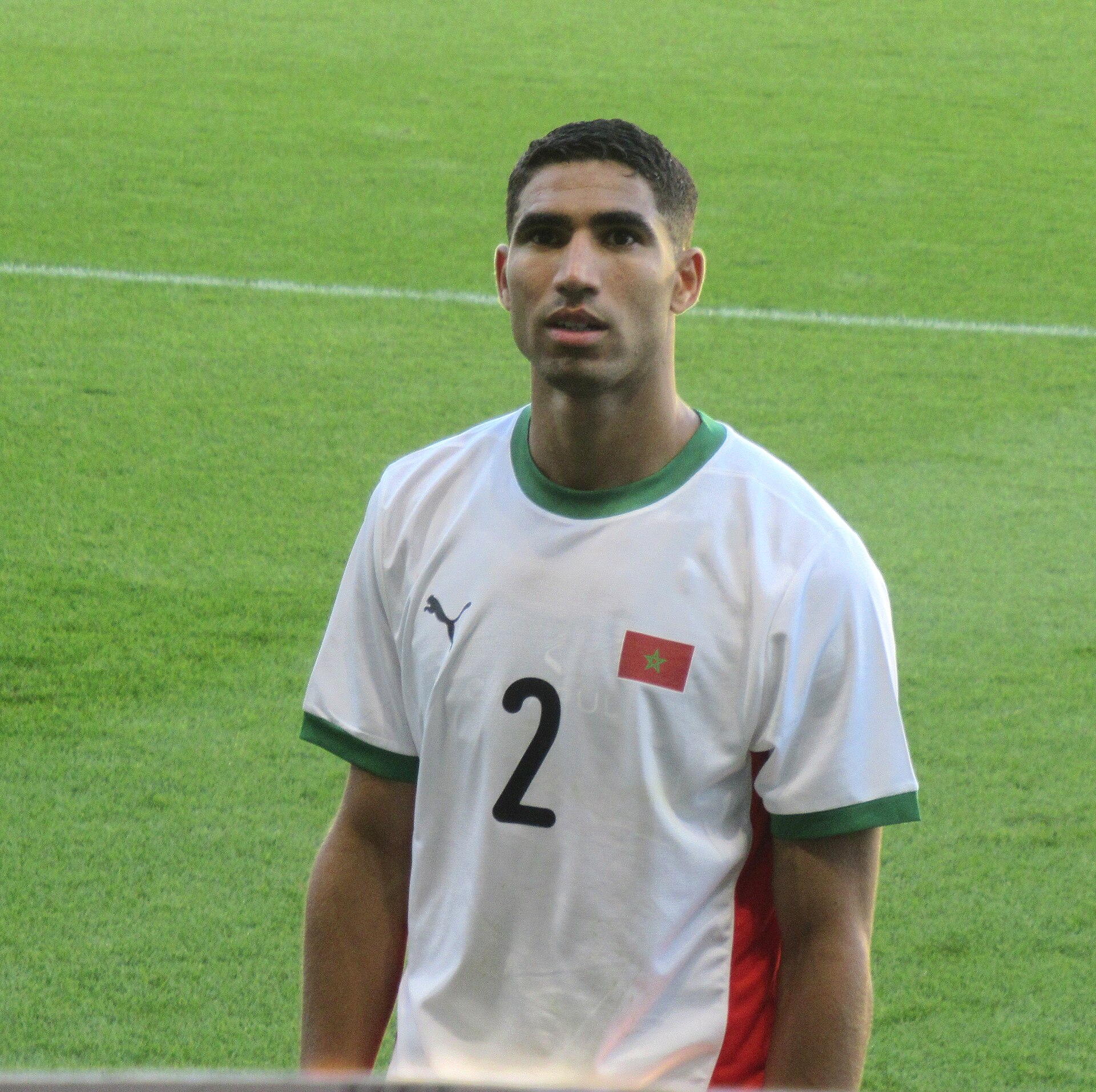 Achraf Hakimi à la fin du match Egypte-Maroc, tournoi masculin de football des Jeux olympiques de Paris 2024