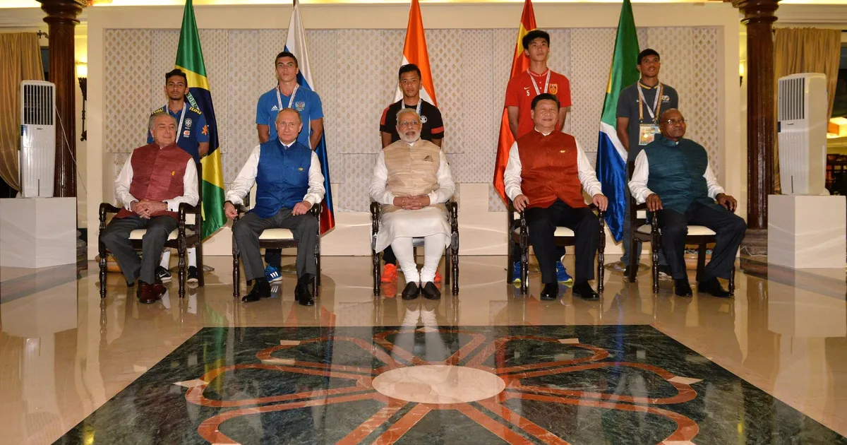 BRICS leaders with captains of BRICS U-17 football teams