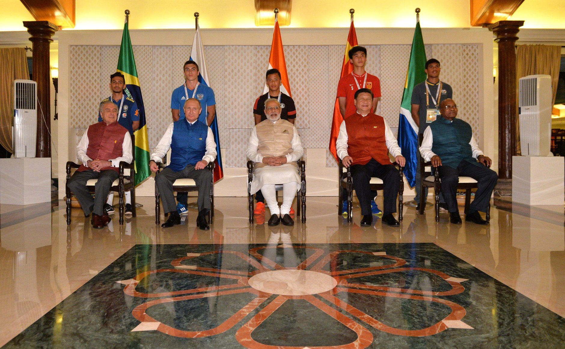 BRICS leaders with captains of BRICS U-17 football teams