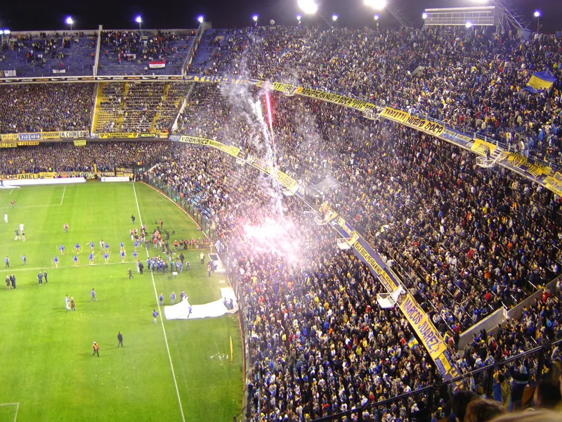 first match of Recopa Sudamericana of 2006 between Boca Juniors and São Paulo in Alberto J. Armando stadium, known as La Bombonera. One of the most important south-american derbies. The game ended 2 to 1. View of the Boca Juniors supporters.