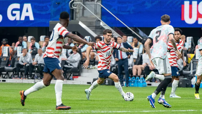 Christian Pulisic during USMNT v Belgium on March 28 2026 at Mercedes-Benz Stadium in Atlanta, Georgia
