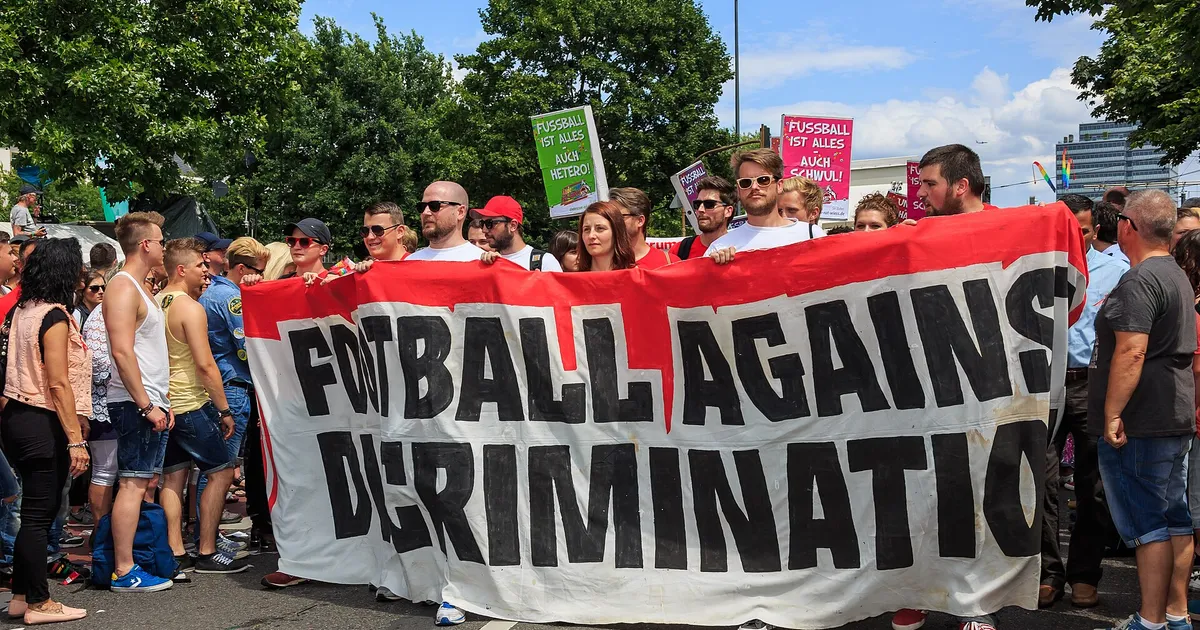 Cologne, Germany: Supporters of "Football Against Discrimination" at Cologne Pride Parade 2014