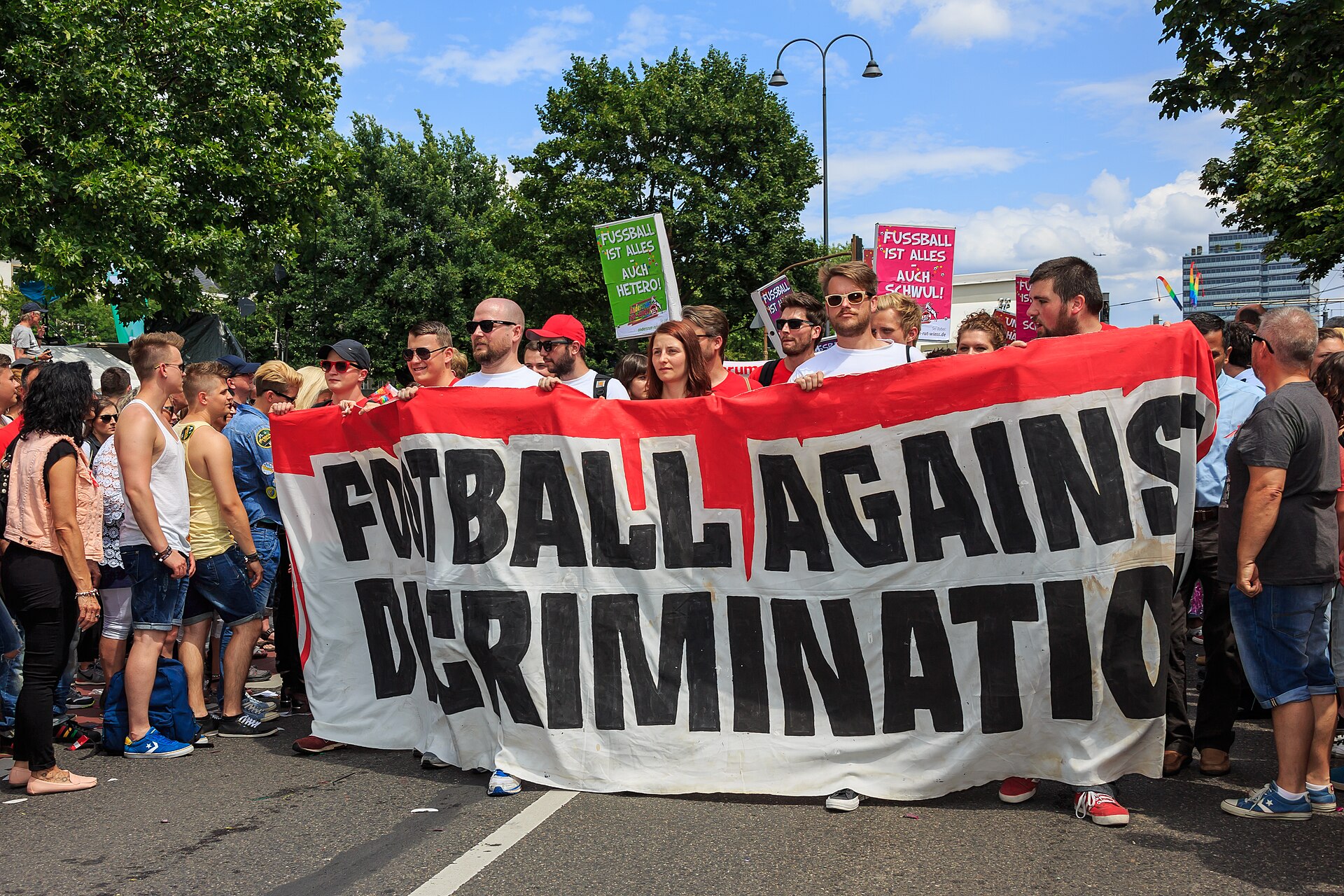Cologne, Germany: Supporters of "Football Against Discrimination" at Cologne Pride Parade 2014