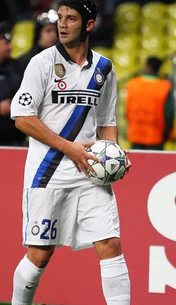 Cristian Chivu playing for Internazionale in a Champions League game against PFC CSKA Moscow, in Moscow.