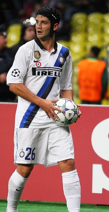 Cristian Chivu playing for Internazionale in a Champions League game against PFC CSKA Moscow, in Moscow.
