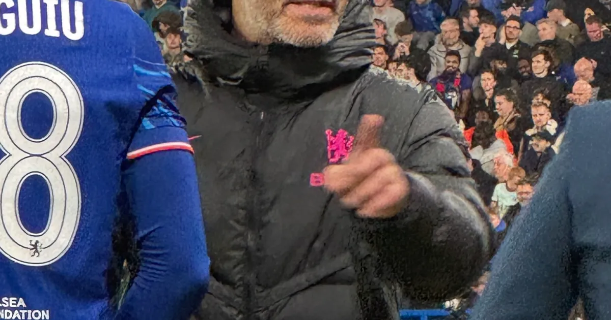Chelsea manager Enzo Maresca giving instructions to substitution players