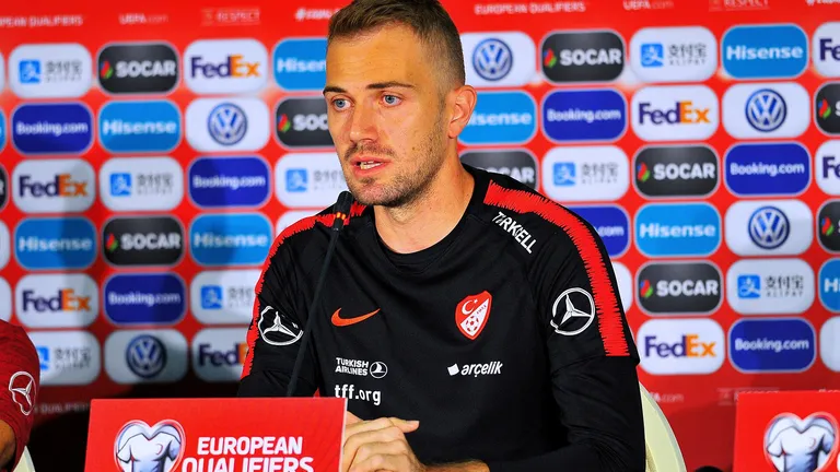 Fehmi Mert Günok at press-conference before football match against Moldova (Euro2020 Qualifiers)