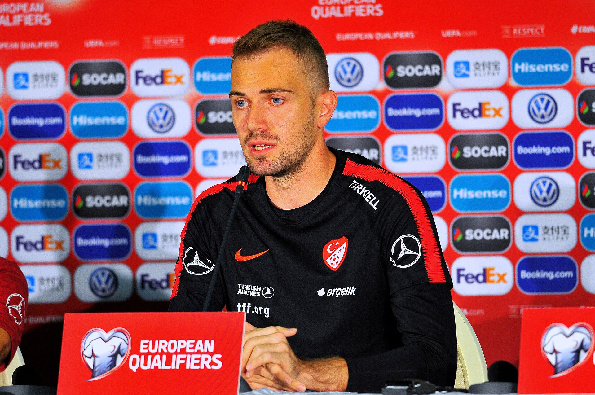 Fehmi Mert Günok at press-conference before football match against Moldova (Euro2020 Qualifiers)