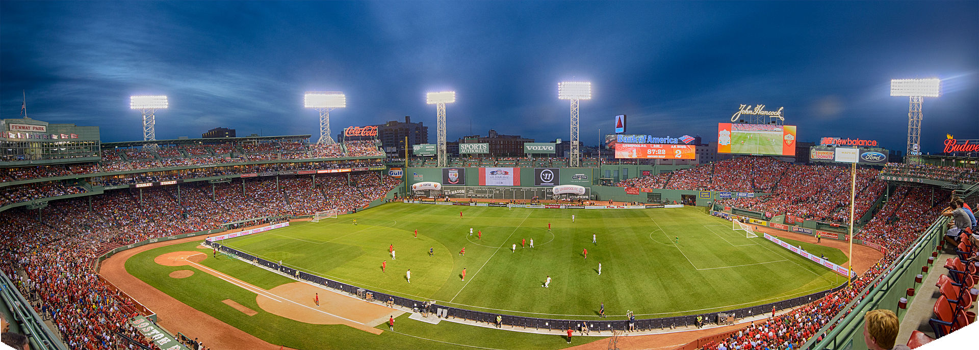 Panorama of Fenway Park during a match between Liverpool FC and AS Roma on 25 July 2012.