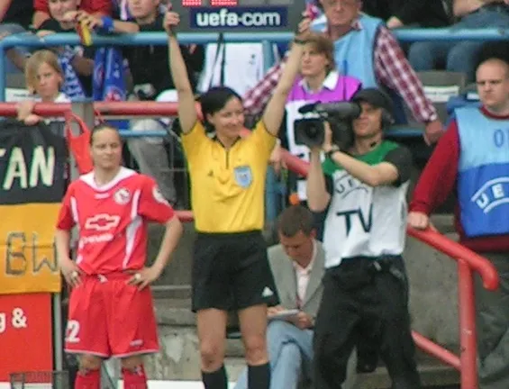 Fourth official, Inka Müller (Germany), in UEFA-Women's Cup 2005 final game at Potsdam, Germany. Source: taken by David Herrmann , 21st May 2005.