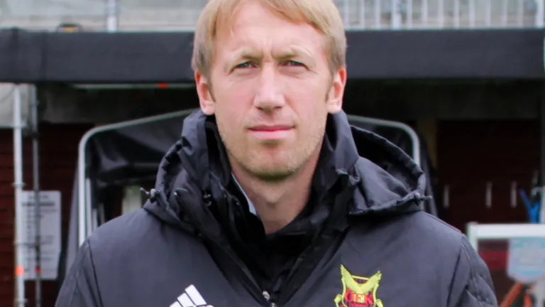 Graham Potter at Östersunds FKs stadium Jämtkraft Arena (Cropped version).