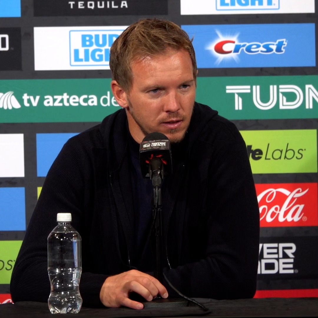 Julian Nagelsmann in his post-match press conference after the German National Team's game against Mexico on October 17, 2023, at Lincoln Financial Field in Philadelphia, PA.