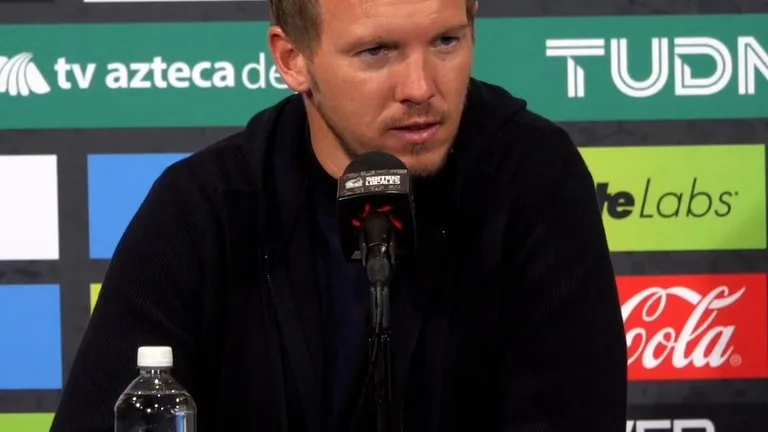 Julian Nagelsmann in his post-match press conference after the German National Team's game against Mexico on October 17, 2023, at Lincoln Financial Field in Philadelphia, PA.