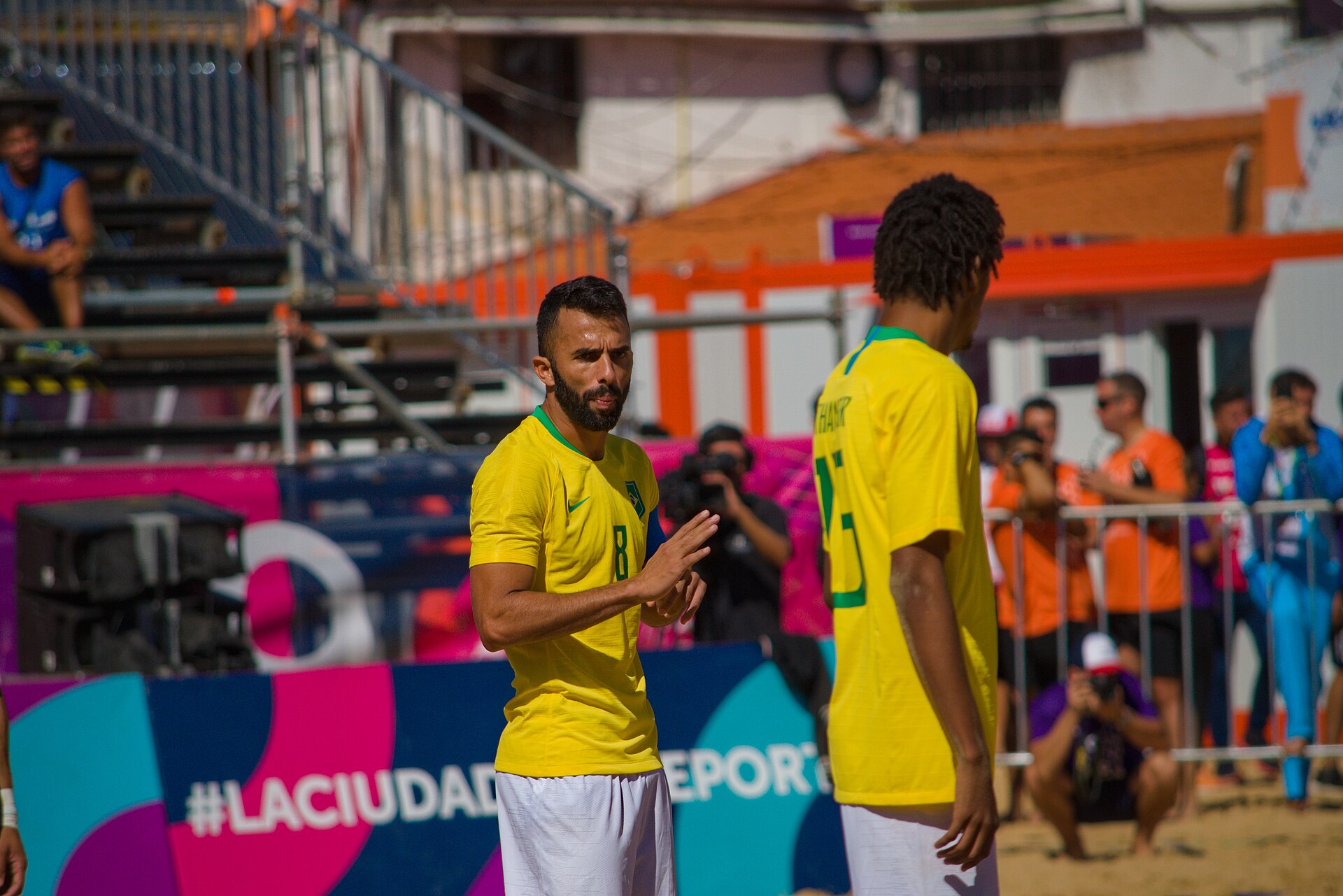 Partido clasificatorio masculino de football entre Uruguay y Brasil en los Juegos Suramericanos de Playa 2019