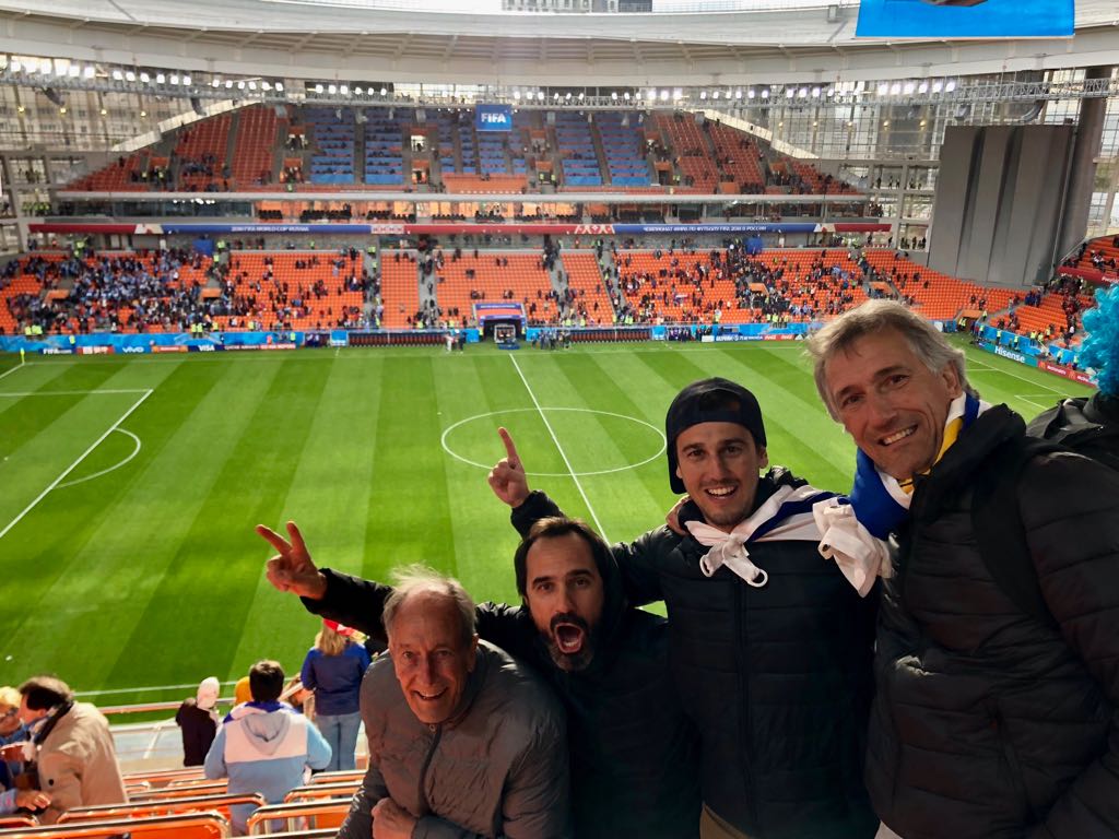 La hinchada uruguaya en el partido contra Egipto. Mundial de Rusia 2018.
