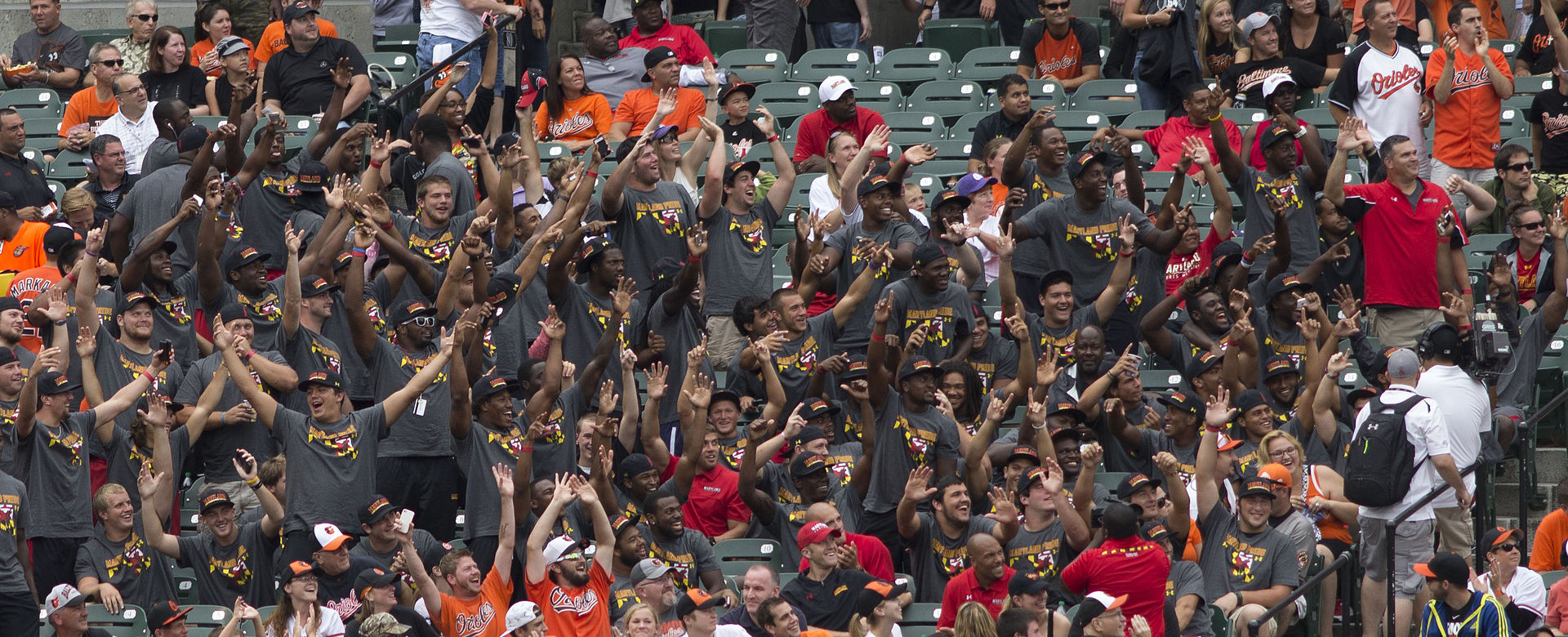 Colorado Rockies at Baltimore Orioles August 18, 2013 - University of Maryland football players and coaches attend the game at Oriole Park in Camden Yards, Baltimore, Md.