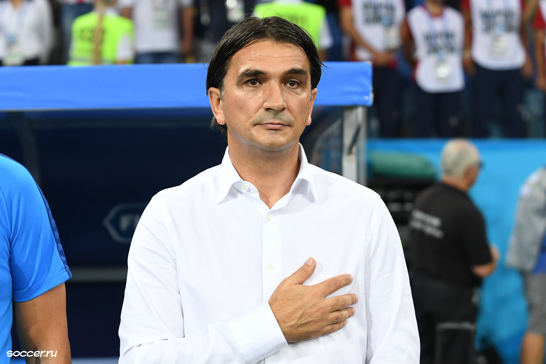 Zlatko Dalić, Croatia national team head coach, ahead of the Russia-v-Croatia match, 7 July 2018.